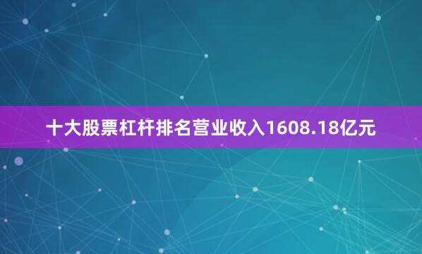 十大股票杠杆排名营业收入1608.18亿元
