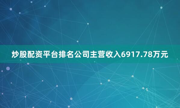 炒股配资平台排名公司主营收入6917.78万元